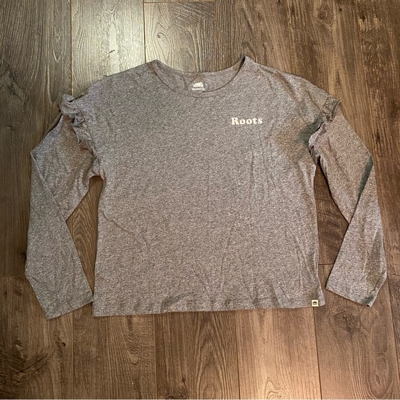 Roots long sleeve shirt grey cotton ruffles - Picture 1 of 5